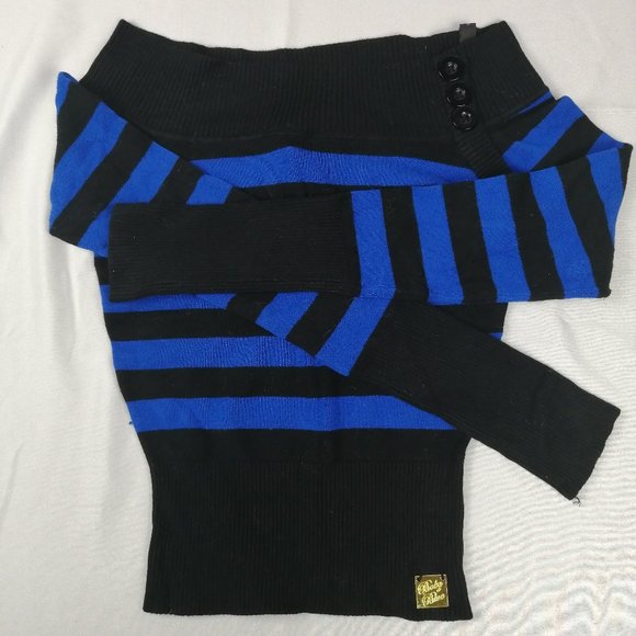 🌼3/20$ -- Comfortable and Stretch Striped Off-the-Shoulder Sweater - Picture 2 of 7